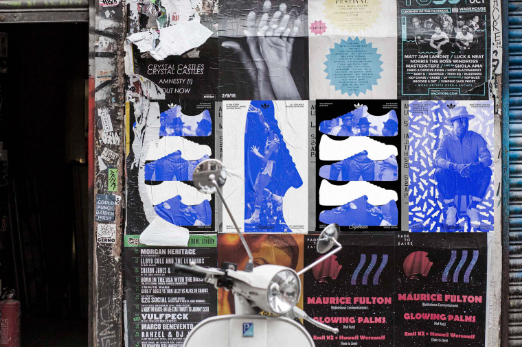 阿迪達斯超級巨星50周年紀念版紫色包裝設計、品牌設計與海報設計