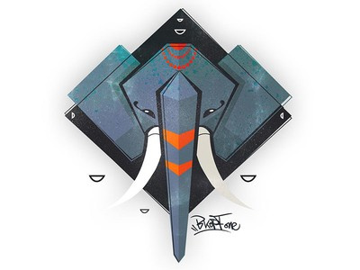 箱子與大象組成的部落大象logo設計-上海logo設計公司