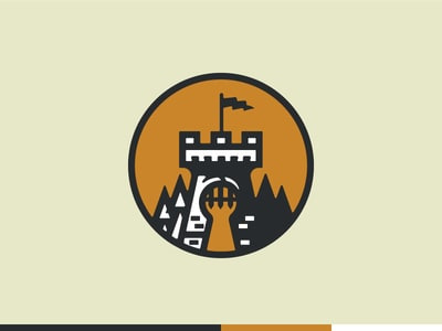 城堡與橙色圓圈logo標志設計-上海標志設計公司