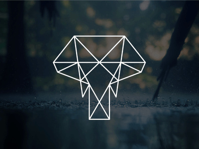 白色線條幾何組成的大象logo設計-上海logo設計公司