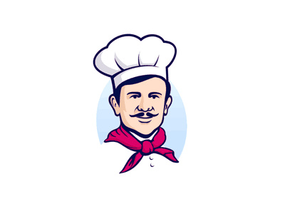 戴圍巾的廚師logo設(shè)計