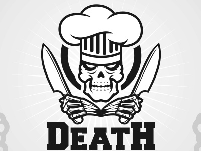 拿刀的骷髏廚師logo設(shè)計