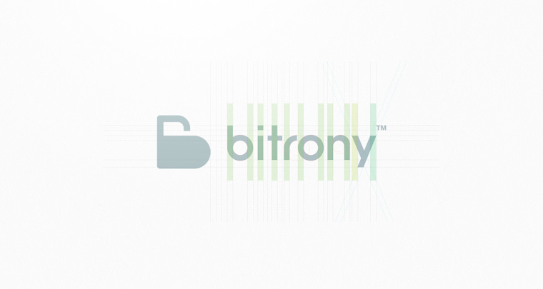 Bitrony 安全支付公司logo設計，字母B與鎖具的結合