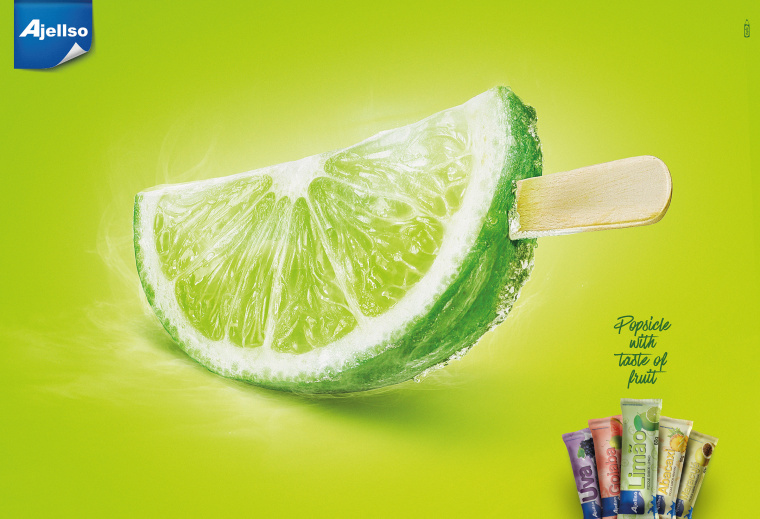 Ajellso水果雪糕冰激凌冰棍系列創意平面廣告設計-青檸-上海廣告設計公司
