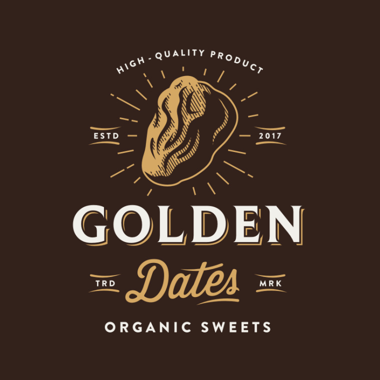 vucifantasticno設計公司設計的黃金日期的棕色標志logo vucifantasticno設計公司設計的黃金日期的棕色標志logo