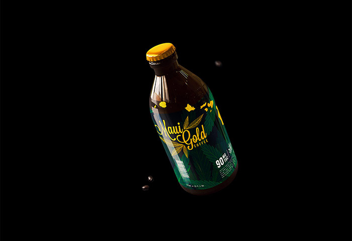 黃金大麻咖啡袋裝及咖啡飲料包裝設(shè)計(jì)，感受夏威夷島嶼文化