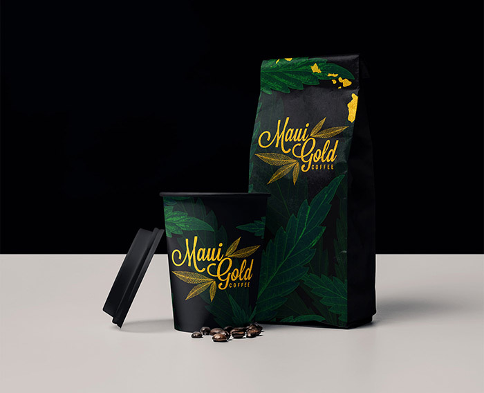 黃金大麻咖啡袋裝及咖啡飲料包裝設(shè)計(jì)，感受夏威夷島嶼文化
