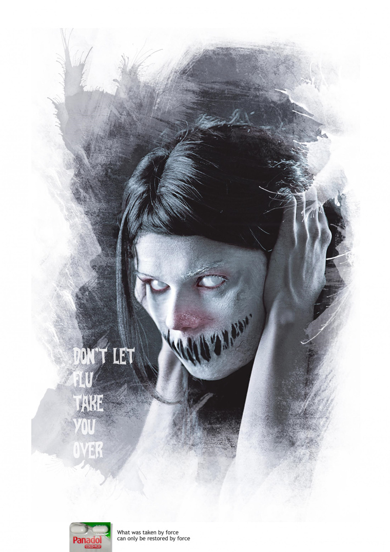 Panadol感冒藥平面創意廣告，不要讓流感帶你走-上海尚略廣告設計公司