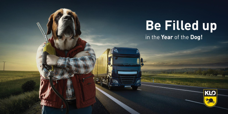 KLO 加油站狗年平面創意廣告“充滿狗的一年”上海廣告設計公司