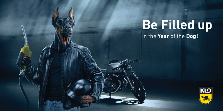 KLO 加油站狗年平面創意廣告“充滿狗的一年”上海廣告設計公司
