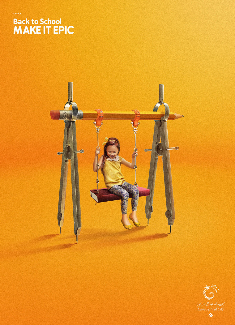 埃及Hub開羅城市廣場購物中心節日公益廣告創意設計”回到學校上學“-圓規篇