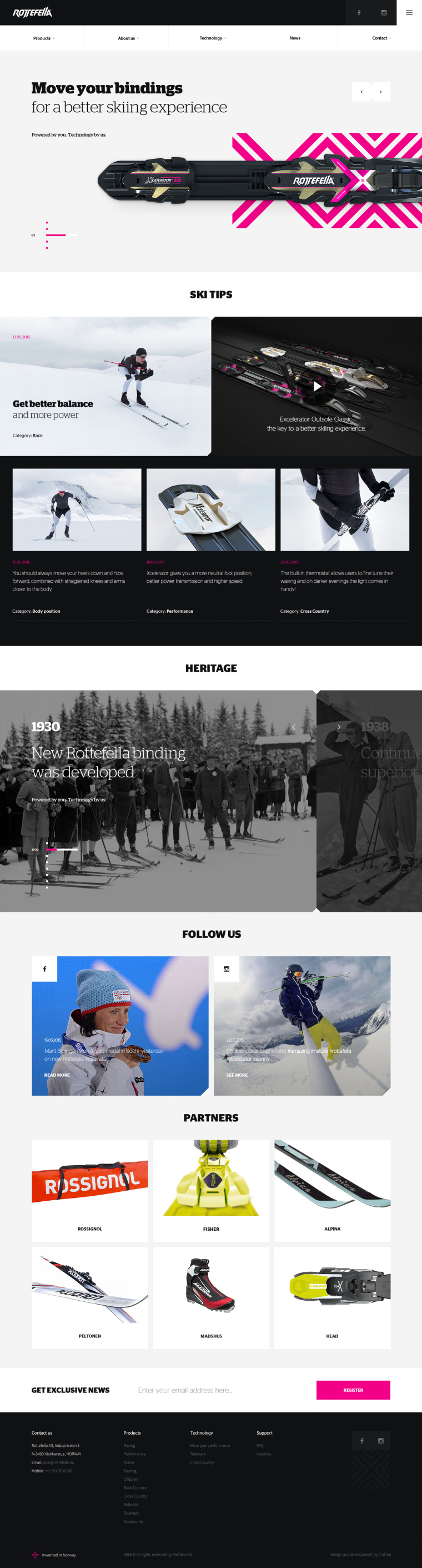 上海網站設計建設公司欣賞-Rottefella 滑雪裝備電商網站設計-冬季里的激情