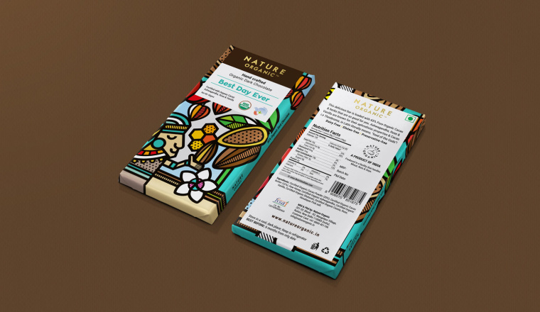 Nature Organic自然有機(jī)巧克力包裝設(shè)計，幾何插畫風(fēng)驚艷設(shè)計