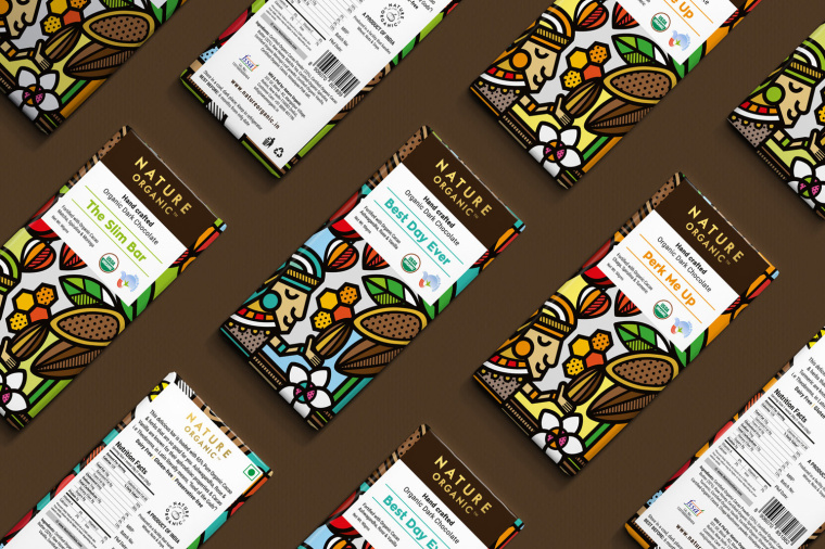 Nature Organic自然有機(jī)巧克力包裝設(shè)計，幾何插畫風(fēng)驚艷設(shè)計