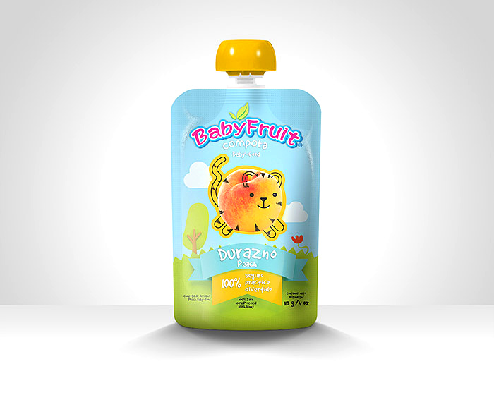 水果外形童趣動物線條插畫風格 BABYFRUIT嬰兒水果泥輔食包裝設計-上海包裝設計公司欣賞