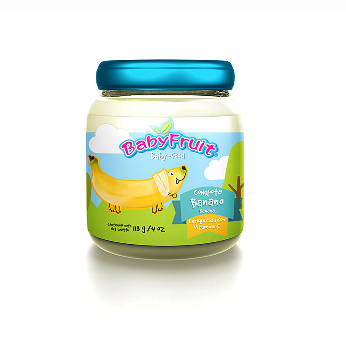 水果外形童趣動物線條插畫風格 BABYFRUIT嬰兒水果泥輔食包裝設計-上海包裝設計公司欣賞