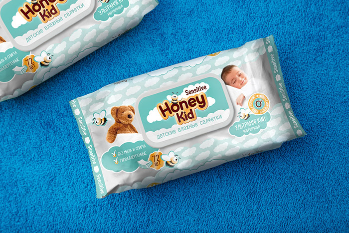 上海包裝設(shè)計(jì)公司欣賞可愛歡樂的Honey Kid 嬰兒兒童護(hù)理濕巾產(chǎn)品包裝設(shè)計(jì)
