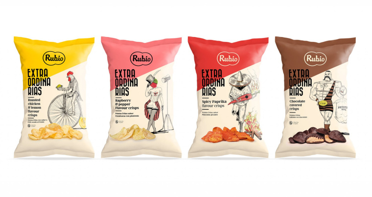 Rubio 薯片包裝設計，創(chuàng)意鉛筆素描人物風格系列