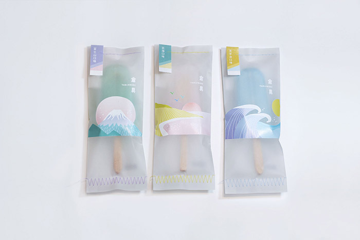 有趣清新的Tablewore 帶木制餐具的冰棍棒冰冰淇淋包裝設(shè)計(jì)插畫設(shè)計(jì)