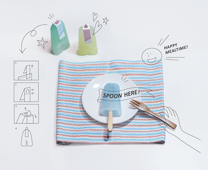 有趣清新的Tablewore 帶木制餐具的冰棍棒冰冰淇淋包裝設(shè)計(jì)插畫設(shè)計(jì)