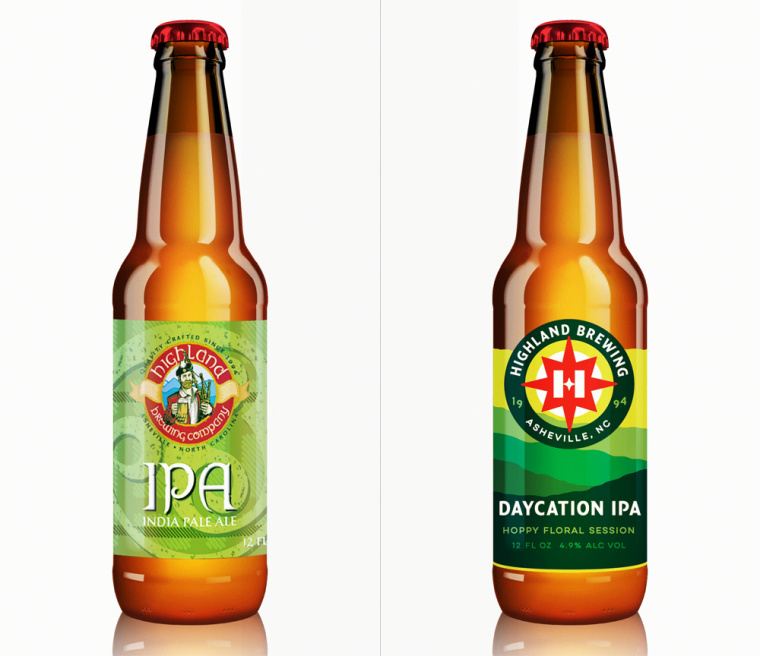 Highland Brewing啤酒包裝設計標志設計，字母“H”與指南針巧妙的融合