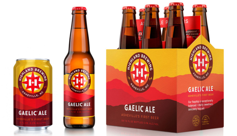 Highland Brewing啤酒包裝設計標志設計，字母“H”與指南針巧妙的融合