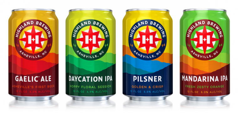 Highland Brewing啤酒包裝設計標志設計，字母“H”與指南針巧妙的融合