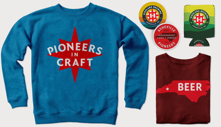 Highland Brewing啤酒包裝設計標志設計，字母“H”與指南針巧妙的融合