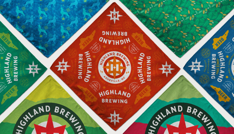 Highland Brewing啤酒包裝設計標志設計，字母“H”與指南針巧妙的融合