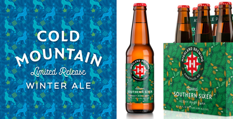 Highland Brewing啤酒包裝設計標志設計，字母“H”與指南針巧妙的融合