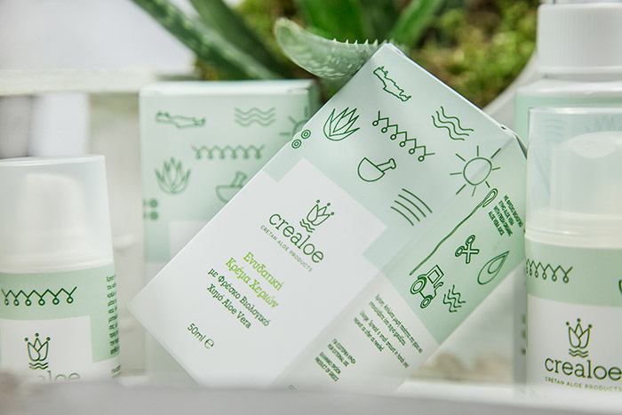 Cretan蘆薈美容產品包裝設計，“象形文字”風格傳達天然高端有機感