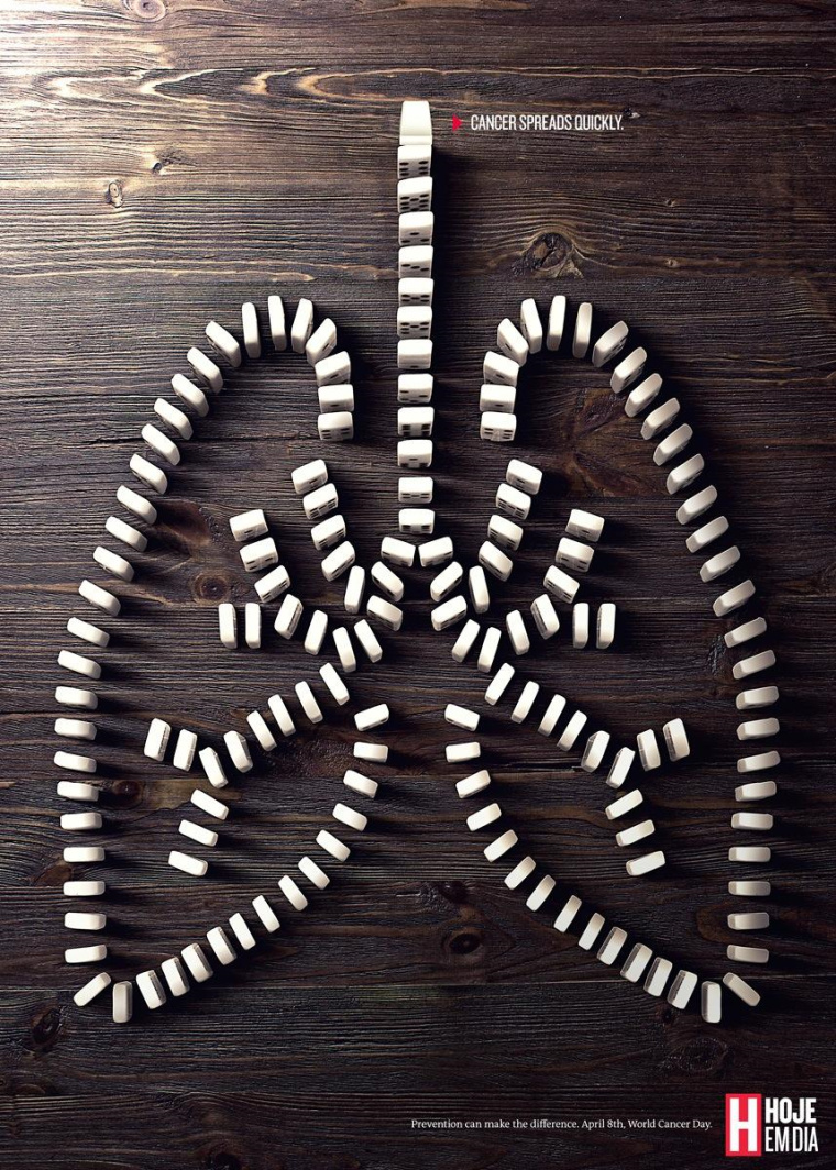 Hoje em Dia預防癌癥創意廣告：癌細胞蔓延如同多米諾骨牌-上海尚略廣告策劃公司