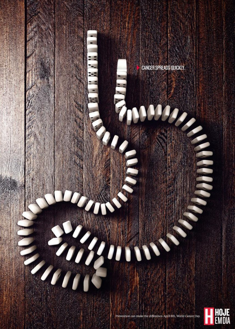 Hoje em Dia預防癌癥創意廣告：癌細胞蔓延如同多米諾骨牌-上海尚略廣告策劃公司