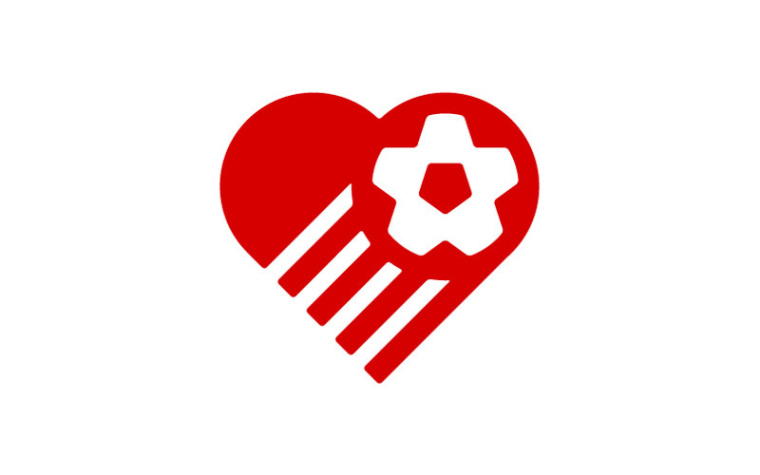 紅色心臟加足球logo設計--上海logo設計公司