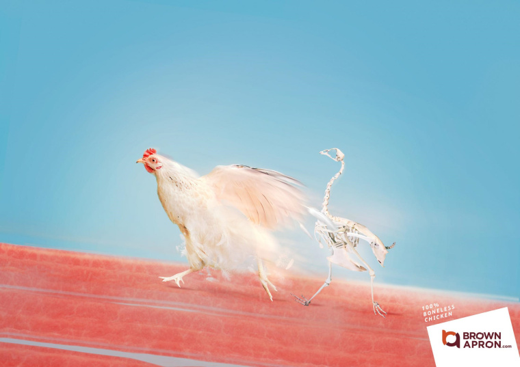 Brown Clron食品平面創(chuàng)意廣告設計：無骨肉類-100％無骨雞-上海廣告設計公司