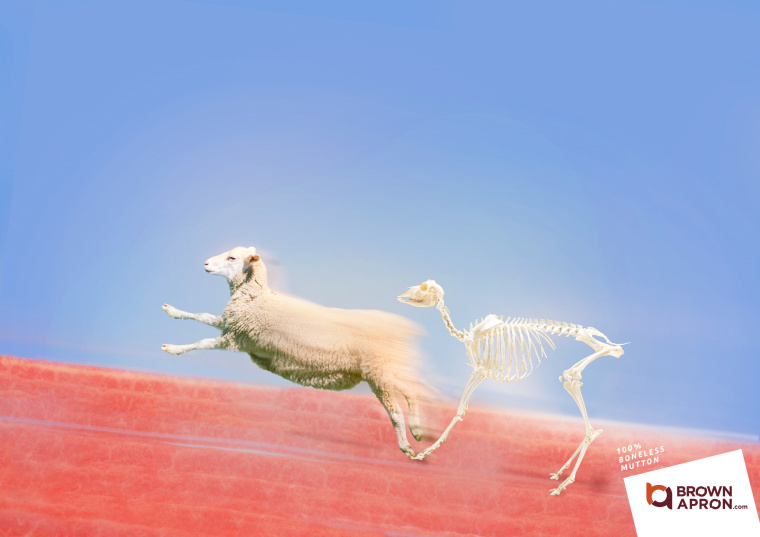 Brown Clron食品平面創(chuàng)意廣告設計：無骨肉類-100％無骨羊肉-上海廣告設計公司