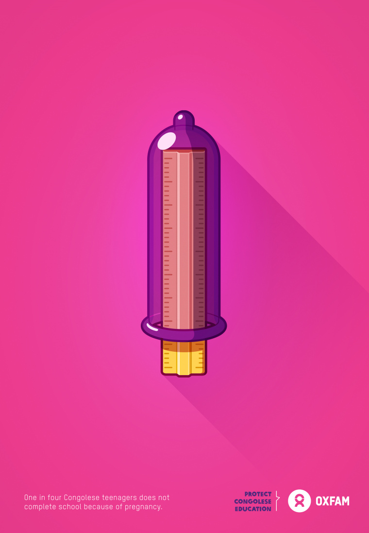 Oxfam樂(lè)施會(huì)關(guān)愛(ài)婦女公益創(chuàng)意平面廣告“避孕套，關(guān)愛(ài)女性未來(lái)”-上海廣告設(shè)計(jì)公司