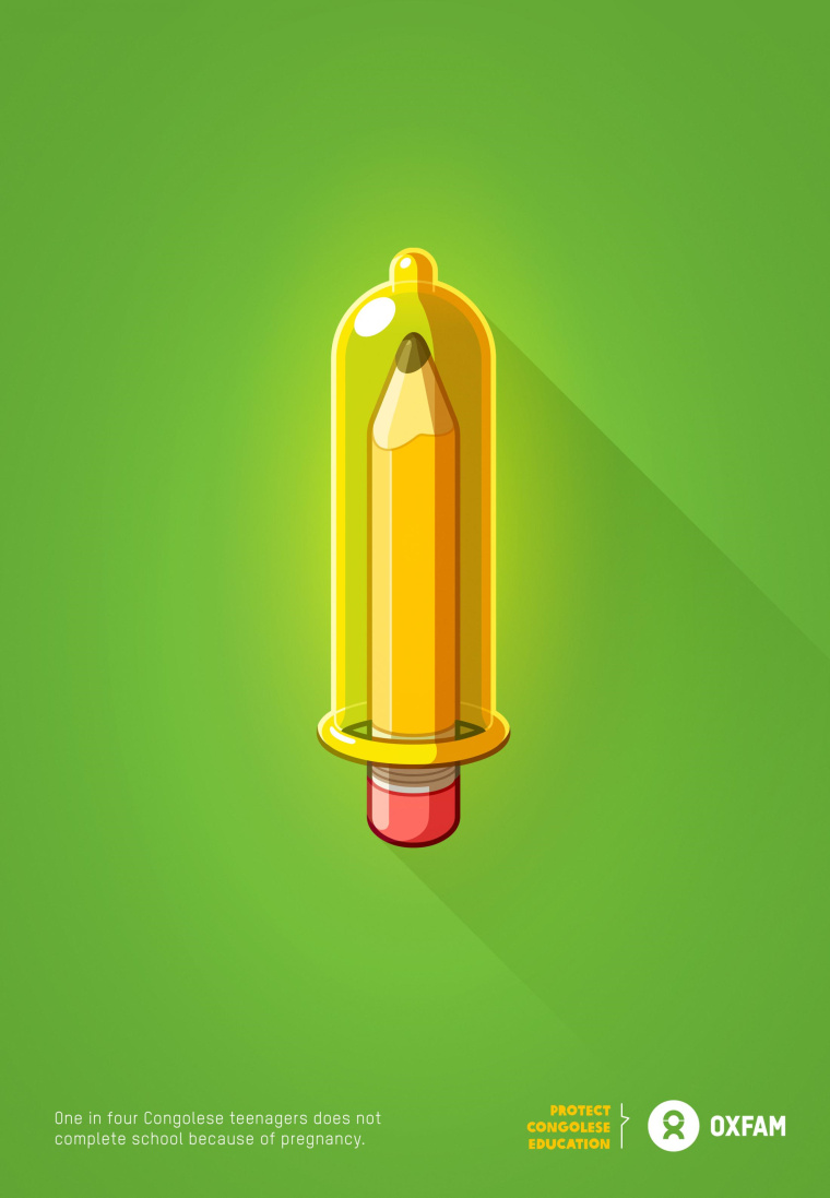 Oxfam樂(lè)施會(huì)關(guān)愛(ài)婦女公益創(chuàng)意平面廣告“避孕套，關(guān)愛(ài)女性未來(lái)”-上海廣告設(shè)計(jì)公司