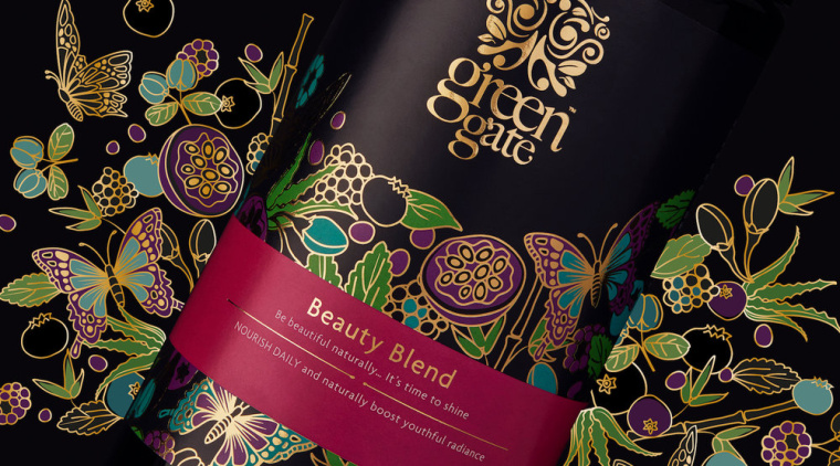 Green Gate護膚品牌標志設計包裝設計，縷縷金箔增添優雅的健康精髓