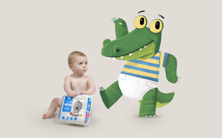 coop嬰兒尿布包裝設計，超可愛的玩偶插畫風格