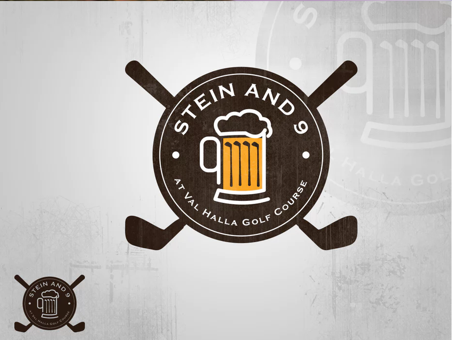 上海標志設計公司-有趣的高爾夫標志-經典的徽章，采用高爾夫球桿代替武器