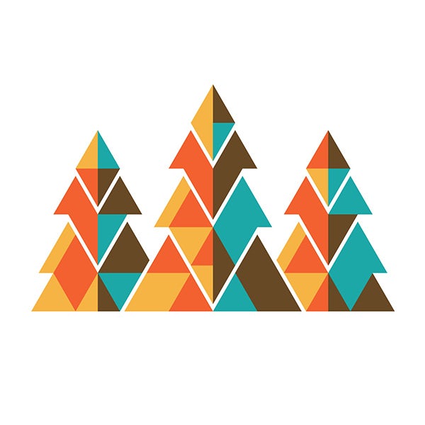 作為建筑構造的幾何形狀logo設計-樹形建筑logo