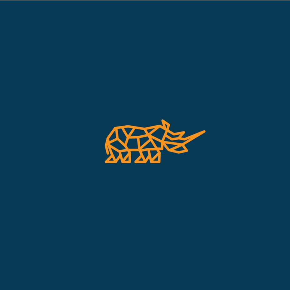 簡單的幾何形狀的logo設計-犀牛動物logo