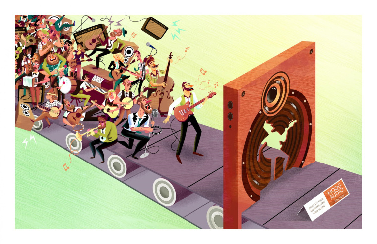 Moog 高端音箱音響設(shè)備創(chuàng)意平面廣告設(shè)計(jì)“濾除雜音篇”