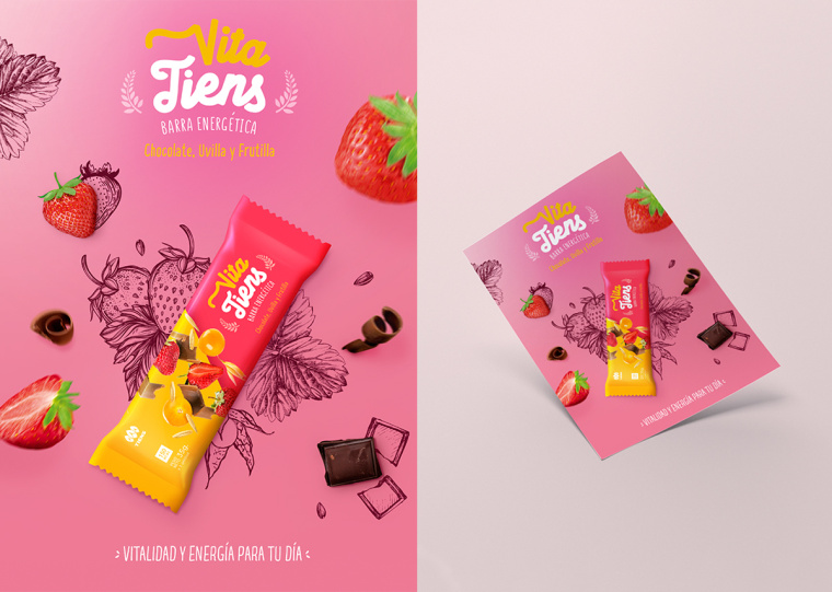 Vita Tiens 能量棒包裝設計，爆炸能量和活力主題設計