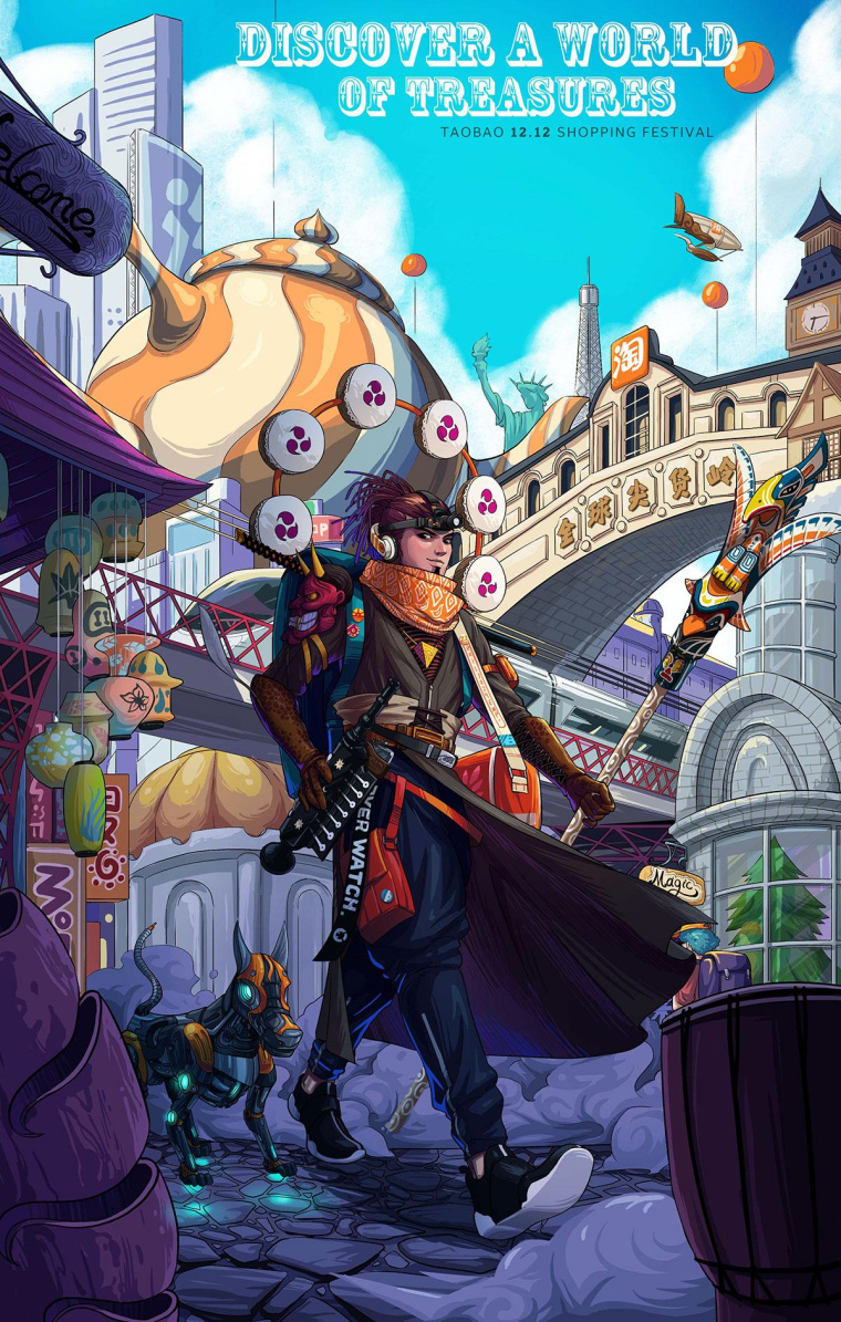 淘寶二次元風格系列平面廣告創意設計“探索寶藏世界”