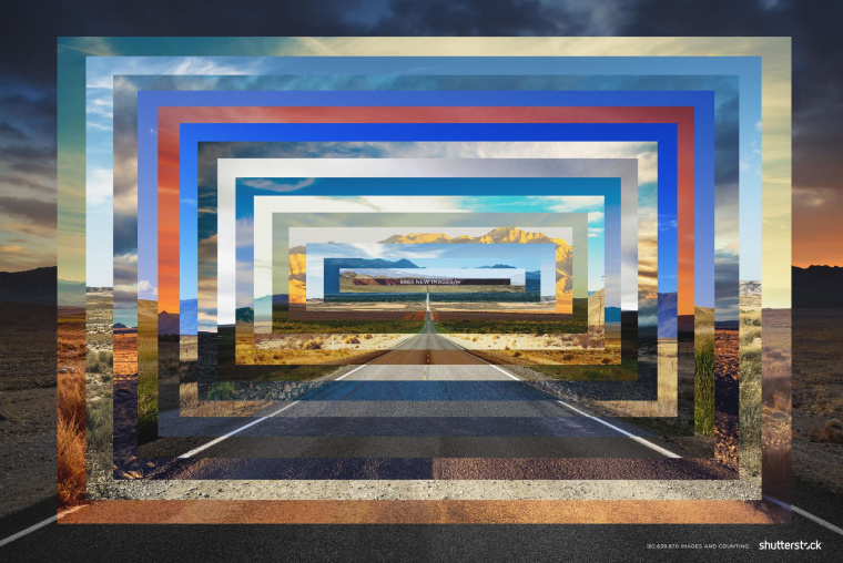 Shutterstock 圖片網站平面創意廣告設計，運用幾何圖形設計的平面廣告-長方形