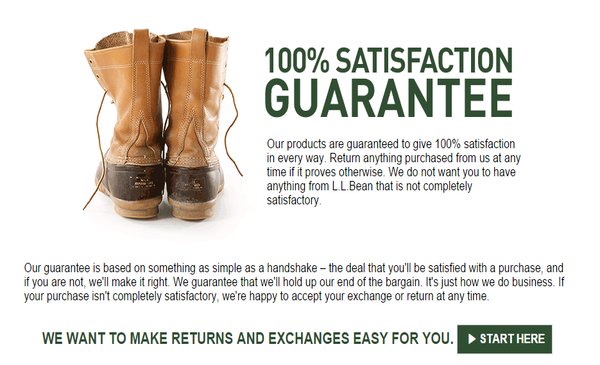 品牌必須意識到自己的社會契約和承諾-L.L. Bean戶外服飾品牌100%退貨承諾契約 