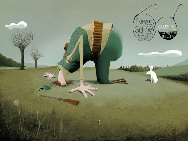 Gweleo 眼鏡商城搞怪幽默手法平面創意廣告設計-獵人