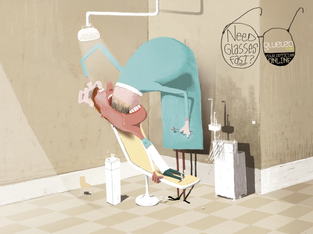 Gweleo 眼鏡商城搞怪幽默手法平面創意廣告設計-牙醫